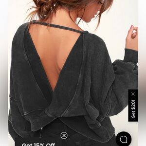 Washed Black Backless Cropped Sweater Top